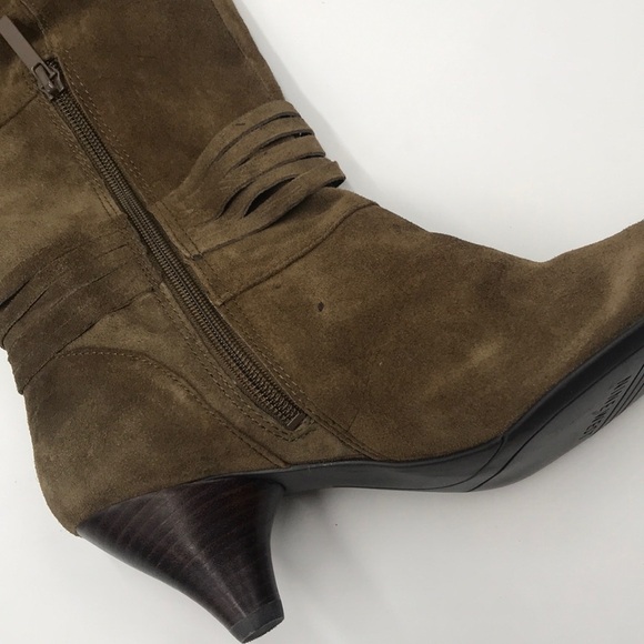 NINE WEST Nwadele Dark Green Suede Knee Boots - Picture 10 of 13